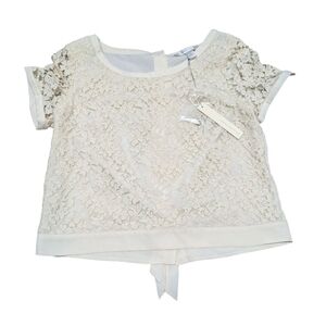 LC Lauren Conrad Turtledove Beyond the Waves Cream Lace Blouse Womens Small New